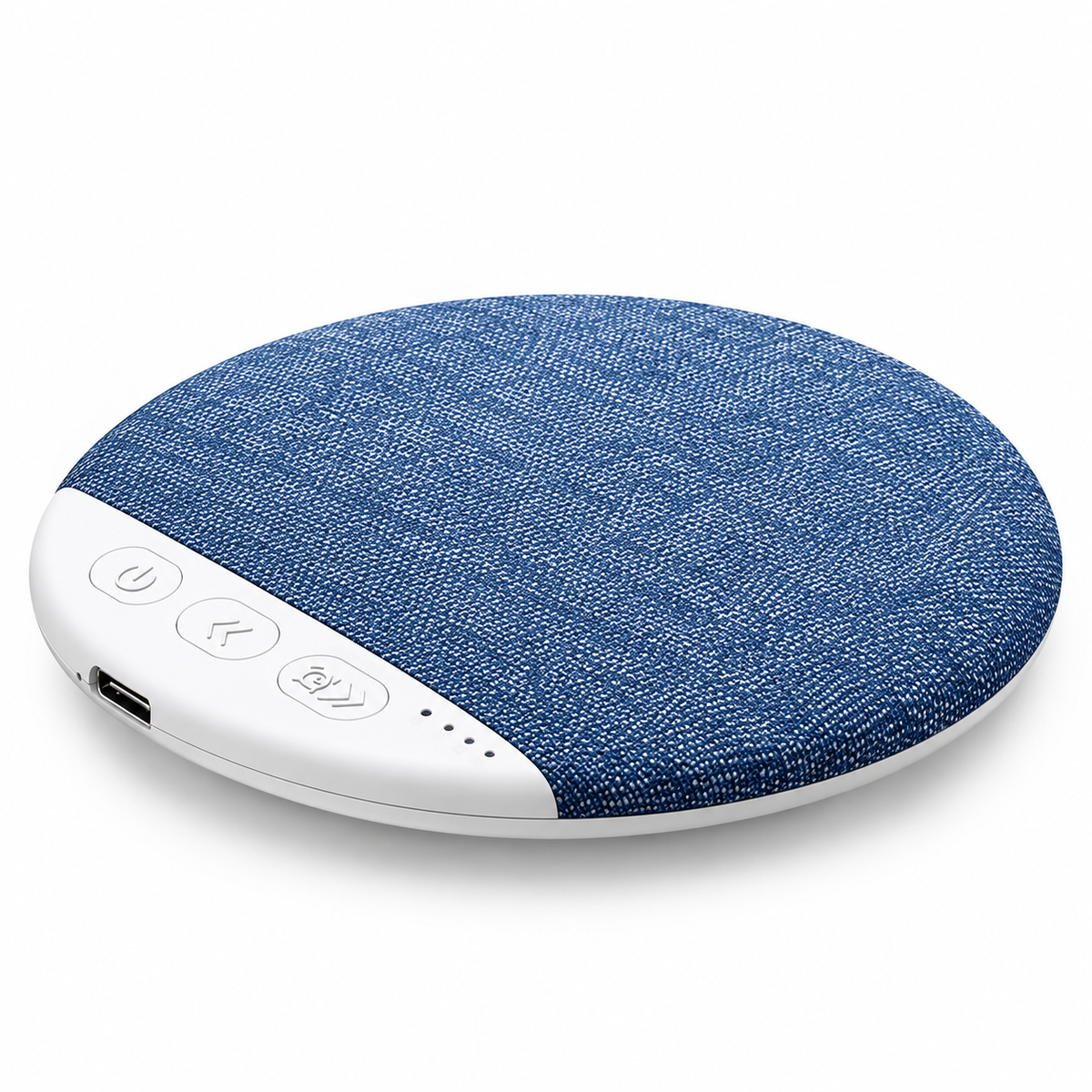 BYNQO Bluetooth pillow speaker with blue fabric top and control buttons